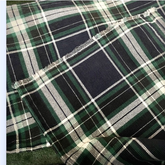 American Eagle Outfitters corduroy high rise boot cut fringe plaid plus 24 retro - Picture 9 of 11